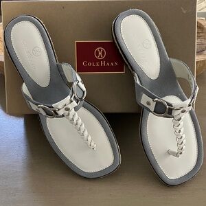Cole Haan Women's Sandals in White and Gray Size 8